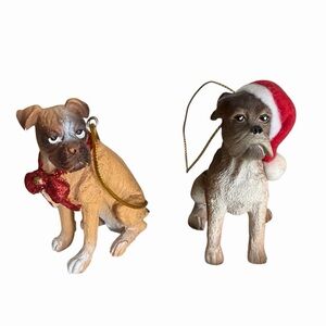 Boxer Christmas Tree Ornaments 
Set of 2